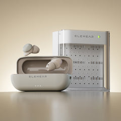 ELEHEAR Delight hearing aids, charging case, and Dry Box