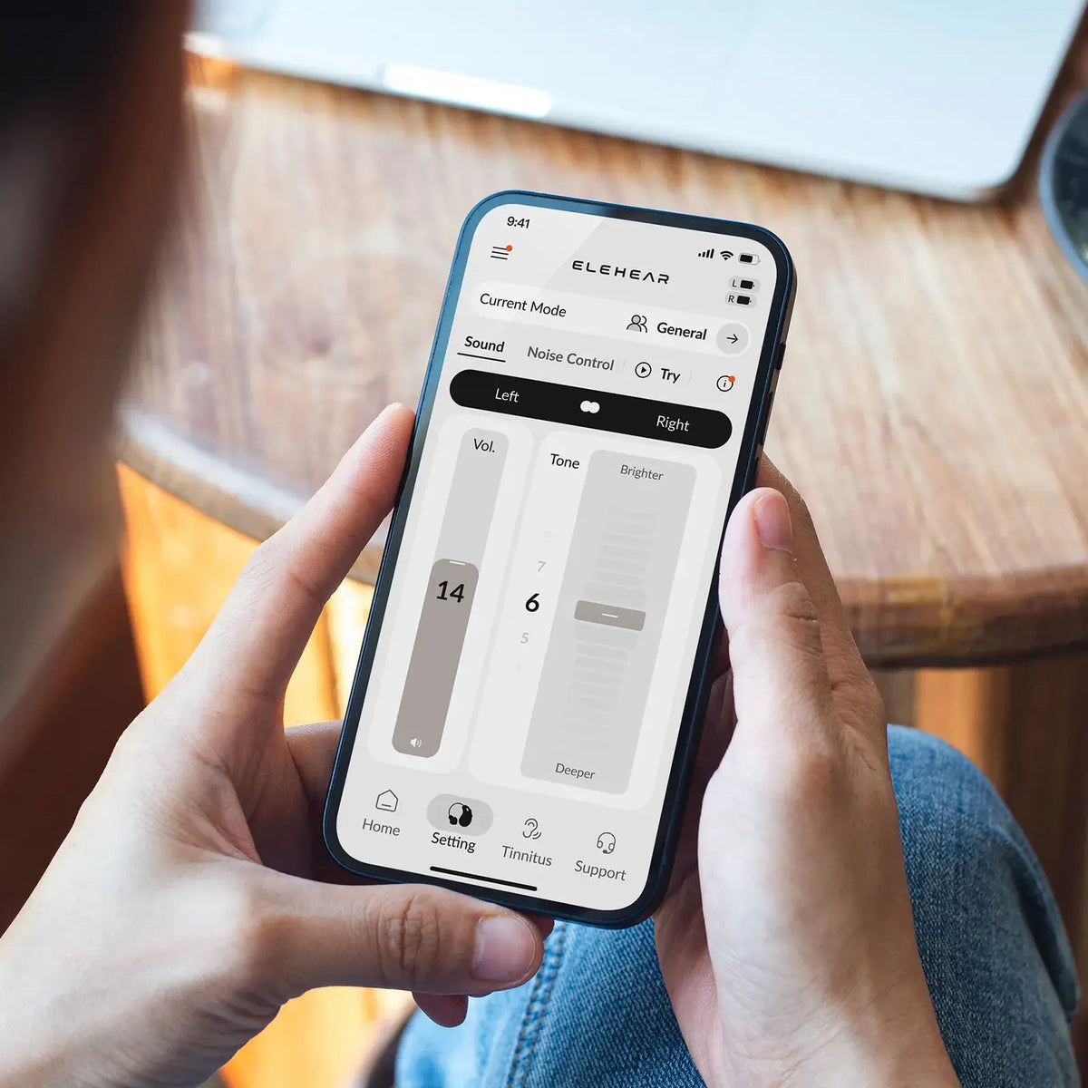 ELEHEAR companion app volume and sound control screen