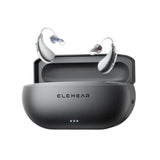 ELEHEAR behind-the-ear hearing aids pair with portable charging case on white background thumbnail