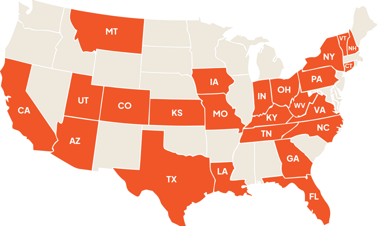 US map showing states where ElePro Plus is available