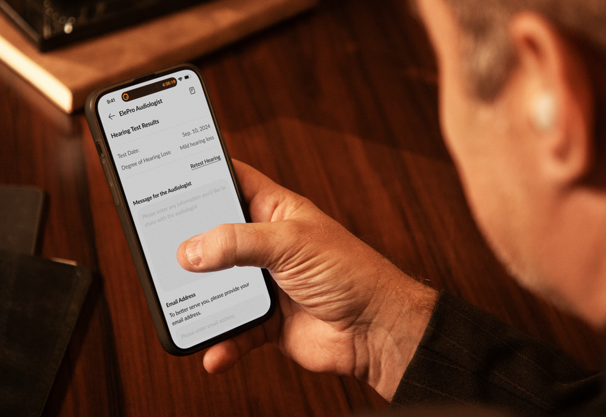 ELEHEAR ElePro Basic self-guided hearing screening in the app
